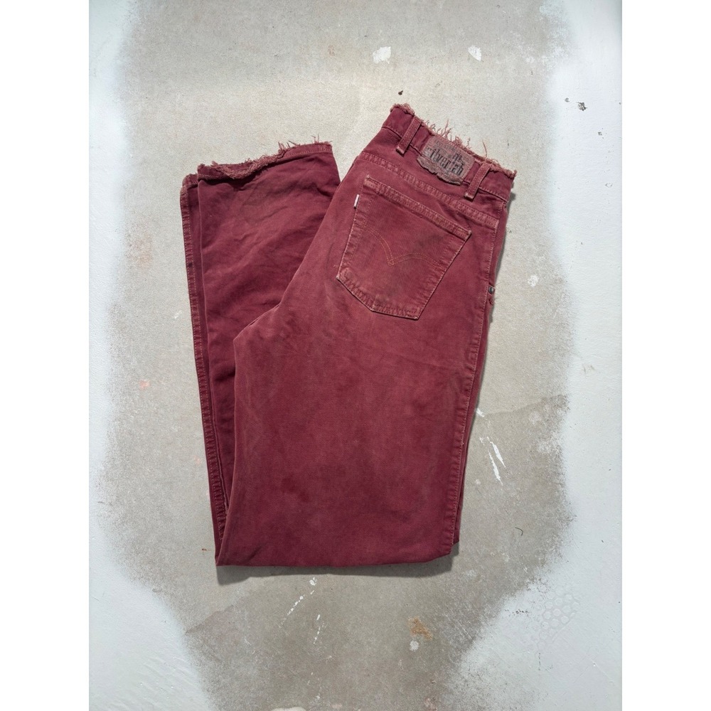 Vintage Levis SilverTab Baggy Jeans Burgundy Maroon Distressed 90s Mens 32x34